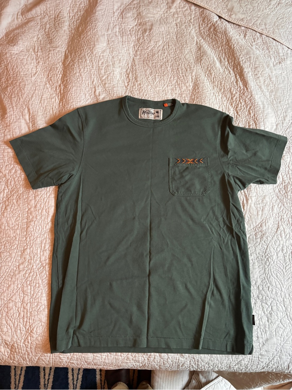 “Like-New” Brothers Forest Green Short Sleeve Pocket Tee with Embroidered pocket